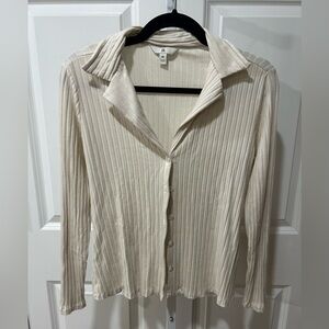 Banana Republic Beige Ribbed Button-Down Shirt